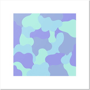 Colourful Blob Abstract Pattern in Soft Blue and Cyan Posters and Art